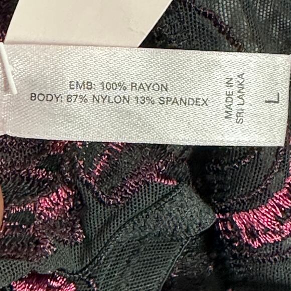 NWT Victoria’s Secret Bra Panty Set Womens 36C L Black Burgundy Floral Sheer - Picture 6 of 7